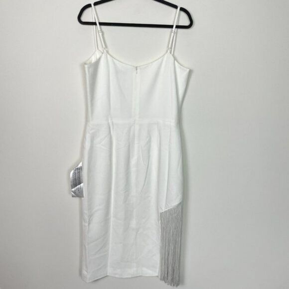 Dress the Population Rory Party Ready Bodycon Fringe Midi Dress Off White XL - Picture 4 of 14